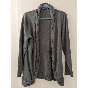 Hajo Womens Gray Braided-Trim Open Front Cardigan Sweater Size 42